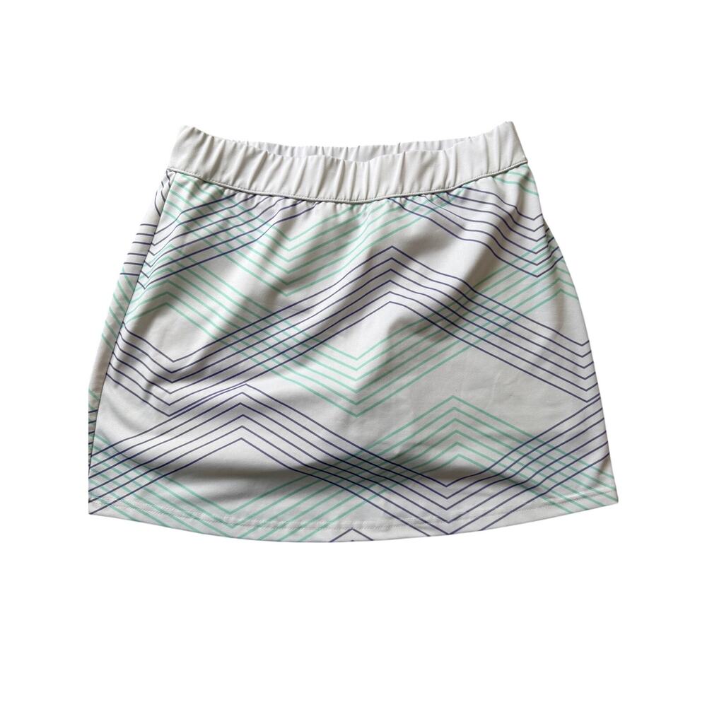 Tommy Armour Dri-Logic White Blue Geometric Print Tennis Golf Skort Medium